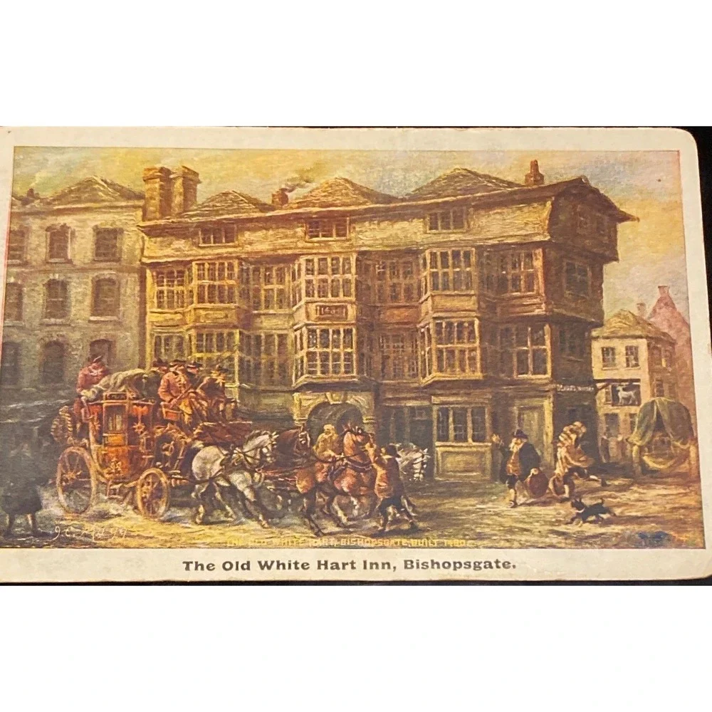 Vintage Postcard Of The Old‎ White Hart Inn Bishopsgate